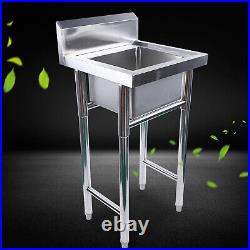 Commercial Sink Square Kitchen Catering Sink Single Bowl Drainer Stainless Steel