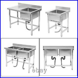 Commercial Sink Stainless Steel Catering Kitchen Deep Bowl Drainer Wash Table