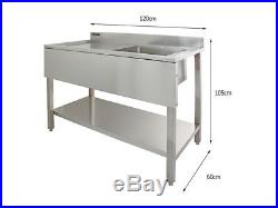 Commercial Sink Stainless Steel Catering Kitchen Single Bowl 1.0 Unit LH Drainer