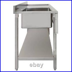 Commercial Sink Stainless Steel Catering Kitchen Single Bowl 1.0 Unit RH Drainer