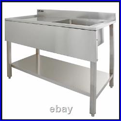 Commercial Sink Stainless Steel Catering Kitchen Single Bowl LH Drainer B2237