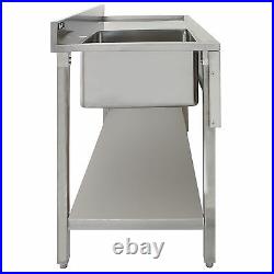 Commercial Sink Stainless Steel Catering Kitchen Single Bowl Unit Right Drainer