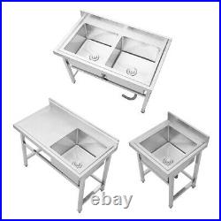 Commercial Sink Stainless Steel Catering Kitchen Single/Double Bowl Unit Drainer