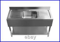 Commercial Sink Stainless Steel Double Drainer Single Bowl Restaurant Kitchen