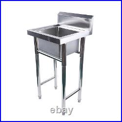 Commercial Stainless Steel Kitchen Sink Square Catering Single Bowl Drainer