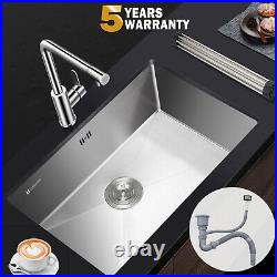 Commercial Stainless Steel Kitchen Sink Square Catering Single Bowl Drainer Set