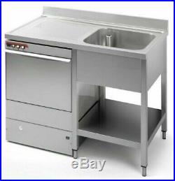Commercial Stainless Steel Left Hand Drainer Single Bowl Dishwasher Sink 1200mm