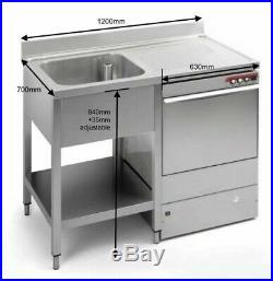Commercial Stainless Steel Right Hand Drainer Single Bowl Dishwasher Sink 1200mm