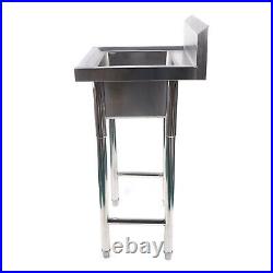 Commercial Stainless Steel Single Bowl Kitchen Catering Table Wash Basin+Drainer