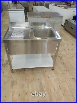 Commercial stainless steel single bowl sink for small kitchen 100x60x90 cm used