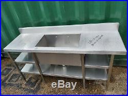 Commercial stainless steel single bowl sink slim line strong sink 160x50x80 cm