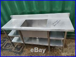 Commercial stainless steel single bowl sink slim line strong sink 160x50x80 cm