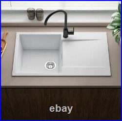 Compact Single Bowl White Granite Composite Kitchen sink 860 x 500mm