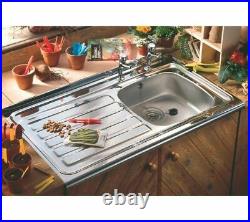 Contract Kitchen Sink Sit/Lay On Roll Top Single Bowl Drainer 1000x600mm Or TAP