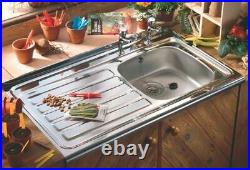 Contract Kitchen Sink Sit/Lay On Square Front 1.0 & Drainer 1000 x 500mm Or Tap