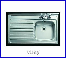 Contract Kitchen Sink Sit/Lay On Square Front 1.0 & Drainer 1000 x 500mm Or Tap