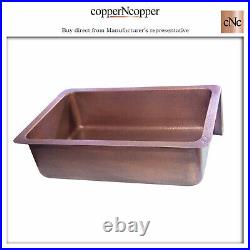 Copper Kitchen Sink Single Bowl Embossed Front Apron Hammered Antique Finish