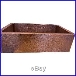 Copper Kitchen Sink Single Bowl Front Apron Antique Hammered