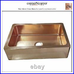 Copper Kitchen Sink Single Bowl Front Apron Smooth Shining Copper