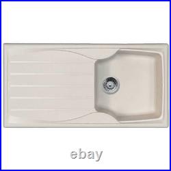Cream 1.0 Bowl Kitchen Sink With Reversible Drainer And Strainer Waste Kit