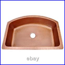 D-Shape Single Bowl Woven Front Apron Copper Kitchen Sink 16 Gauge Pure Copper