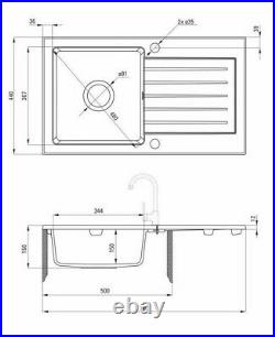 Deante Zorba 1 Bowl Reversible Sink & Mixer U Spout Single Lever Tap Beige 76cm