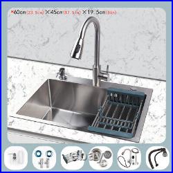 Drop in Kitchen Sink Single Bowl 304 Stainless Steel with Accessories 23.5inch