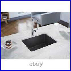 Elkay Quartz Luxe Undermount 25 in. Single Bowl Kitchen Sink in Charcoal