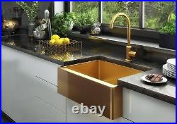 Ellsi Excel Single Bowl Kitchen Sink Stainless Rectangular Undermount Gold Waste