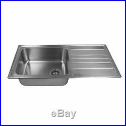 Extra Deep Single Bowl and Drainer Inset Stainless Steel Kitchen Sink Reversible