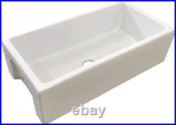 Fireclay Sink, Single Bowl Farmhouse Apron Kitchen Sink, Flat or Fluted Option