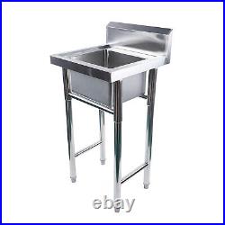 Floormount Kitchen Sink Square Single Bowl 304 Stainless Steel Mop Prep Sink