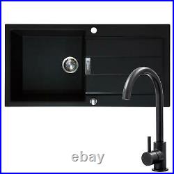 Franke 1.0 Bowl Black Reversible Composite Kitchen Sink & KT6BL Single Lever Tap