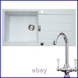 Franke 1.0 Bowl White Reversible Kitchen Sink with Waste & KT2 Chrome Mixer Tap