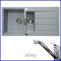 Franke 1.5 Bowl Stone Grey Reversible Composite Kitchen Sink & Single Lever Tap
