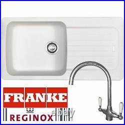 Franke Aveta 1.0 Bowl White Tectonite Kitchen Sink And Reginox Elbe Mixer Tap