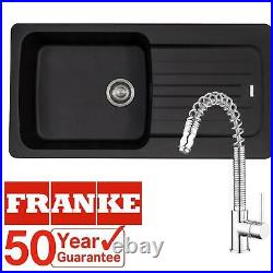 Franke Aveta 1 Bowl Black Tectonite Kitchen Sink & Pullout Chrome Mixer Tap