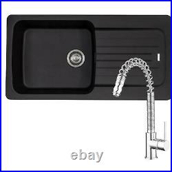 Franke Aveta 1 Bowl Black Tectonite Kitchen Sink & Pullout Chrome Mixer Tap