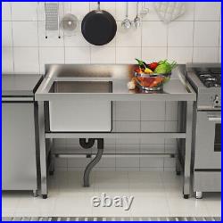 Freestand Kitchen Sink Steel Single Bowl Commercial Wash Table with Right Platform
