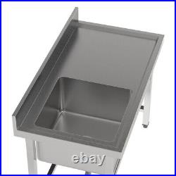 Freestand Kitchen Sink Steel Single Bowl Commercial Wash Table with Right Platform