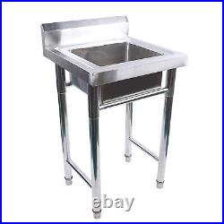 Freestanding Laundry Single Sink Stainless Steel Utility Kitchen Wash Bowl Basin