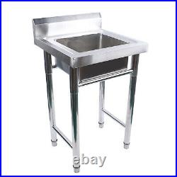 Freestanding Laundry Single Sink Utility Kitchen Wash Bowl Basin Stainless Steel
