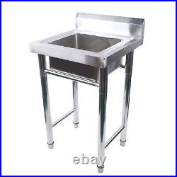 Freestanding Stainless Steel Single Sink Utility Laundry Kitchen Wash Bowl Basin