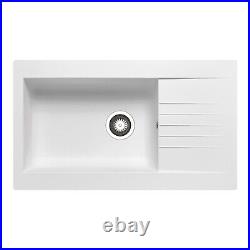 GRADE A1 Box Opened Single Bowl White Composite Kitchen Sink wit A1/BeBa 28567
