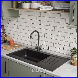 GRADE A2 Essence Amelia Single Bowl Black Kitchen Sink w 78366441/1/BeBa 26200
