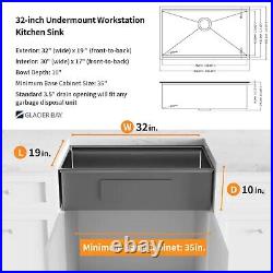 Glacier Bay 32 18 Gauge Single Bowl Undermount Workstation Kitchen Sink Black