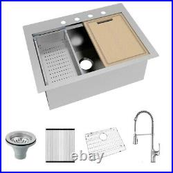 Glacier Bay Drop In 30 in Single Bowl Stainless Complete Kitchen Sink Kit