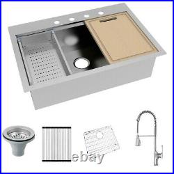 Glacier Bay Drop In 33 in Single Bowl Stainless Complete Kitchen Sink Kit
