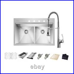 Glacier Bay Drop In 33 in Single Bowl Stainless Kitchen Sink Kit with Faucet