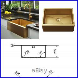 Gold Brushed Kitchen Sink Belfast 1.5 Bowl Inset Single Bowl Undermount Waste
